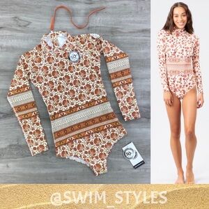 ☀️RIP CURL☀️ G BOMB LONG SLEEVE UV BURNT ORANGE BODY SUIT